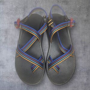 Chaco Z2 Classic Rainbow Color Striped Sandals Womens 8 Toe Loop Luvseat Footbed